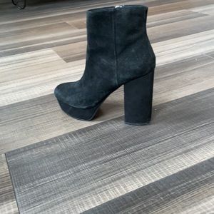 Steve Madden black suede platform booties